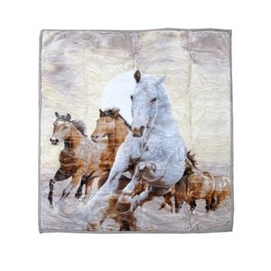 Running Horses 750gsm 3.5kg Double Layer 3d Print Faux Mink Blanket Queen