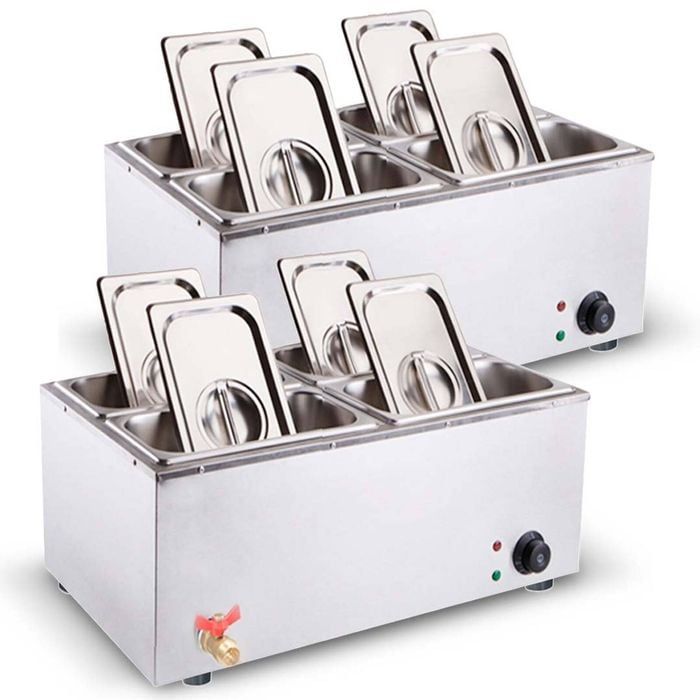 SOGA 2X Stainless Steel Electric Bain Marie Food Warmer 4 x 1/2 GN Pan