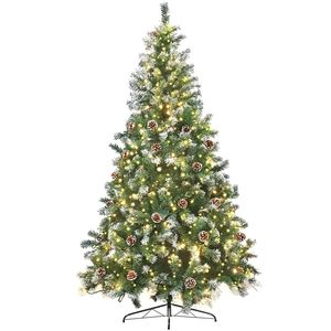 Christabelle 1.2m Pre-Lit LED Artificial Christmas Tree with Snow Tipped Needles Pine Cones Stand
