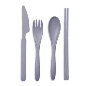 8pc The Good Brand Knife/Spoon/Fork/Chopsticks Cutlery Set - Charcoal