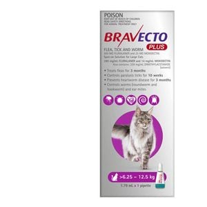 Bravecto Plus For Cats - 2-6kg 1 x Pipette (Dark Blue)