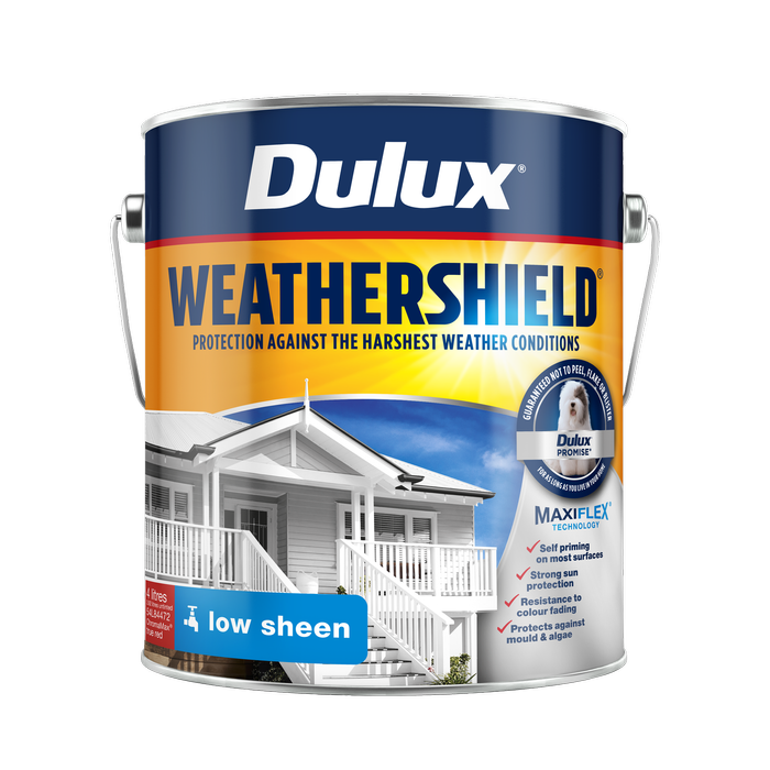 Dulux 4L True Red Low Sheen Weathershield Exterior Paint - 4L