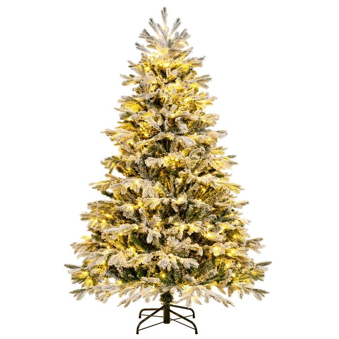 Costway 1.8M Pre-Lit Snow-Flocked Artificial Christmas Tree 1022 PE & PVC Branch Tips w/LEDs