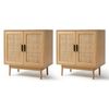Artiss 2x Buffet Sideboard Cabinet Rattan Briony Wood