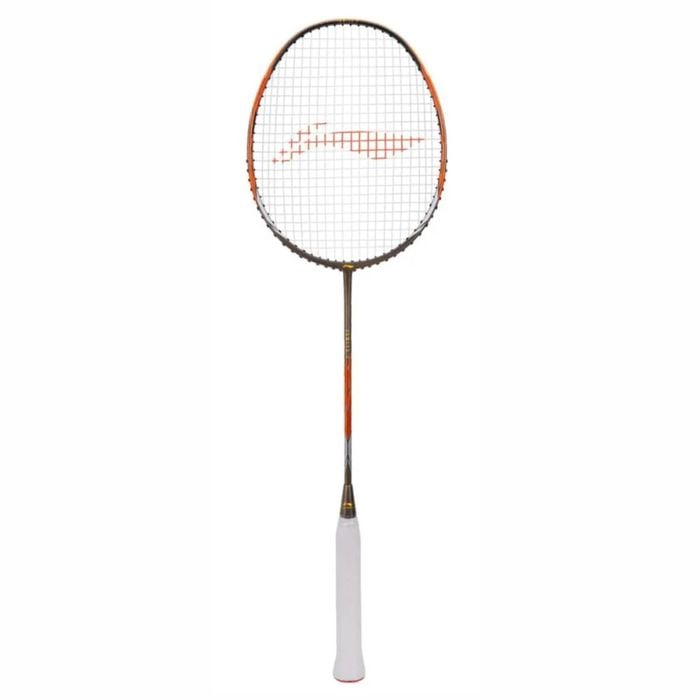 Li-Ning G-Force Superlite Ignite 7 Speed Carbon Fibre Strung Badminton Racket with Full Racket Cover (Olive Grey/Orange)