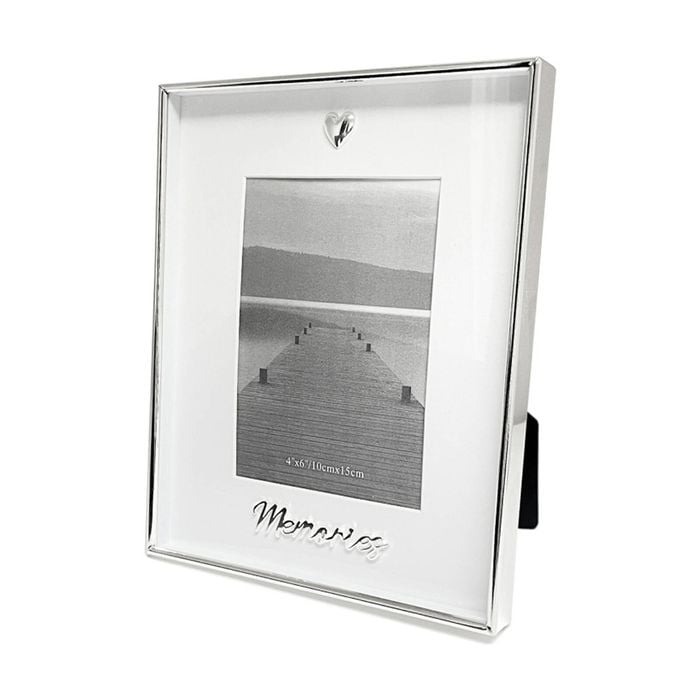 Gibson Gifts Boxed Photo Frame Memories 4x6 Silver Mdf Metal Glass