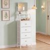 Advwin Vanity Desk with Mirror Nightstand with 4 Drawers 2-Tier Shelves White