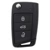 Key Zone Replacement Blank Car Key Case/Shell to suit Volkswagen Golf, Polo, Passat, Skoda and more – 3 Button Flip Key