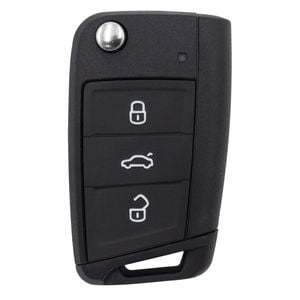 Key Zone Replacement Blank Car Key Case/Shell to suit Volkswagen Golf, Polo, Passat, Skoda and more – 3 Button Flip Key