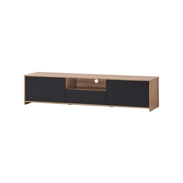 Design Square Londyn TV Stand Entertainment Unit W/ 2-Doors 1-Drawer - Oak/Black