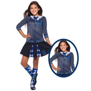 Ravenclaw Halloween Costume Top Child Harry Potter Shirt with Tie and Emblem - Blue, 8-10 Years