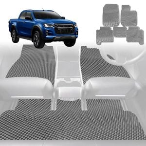 6D Diamond Car Floor Mats for Isuzu D-Max Crew Cab 2011-2020-Full Set-Grey-Outback GT