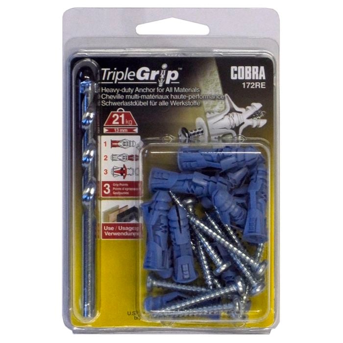 Cobra 5mm Triple Grip Anchors With Drill - 10 Pack