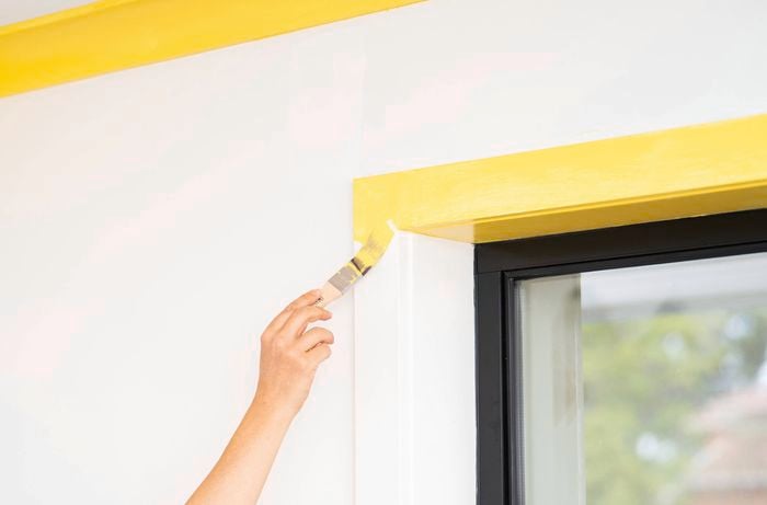 Painting a bright yellow window trim