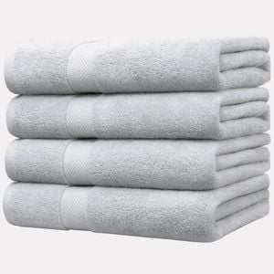 LINENOVA 4PCS Soft Cotton Bath Towel Set 68x137cm - Silver