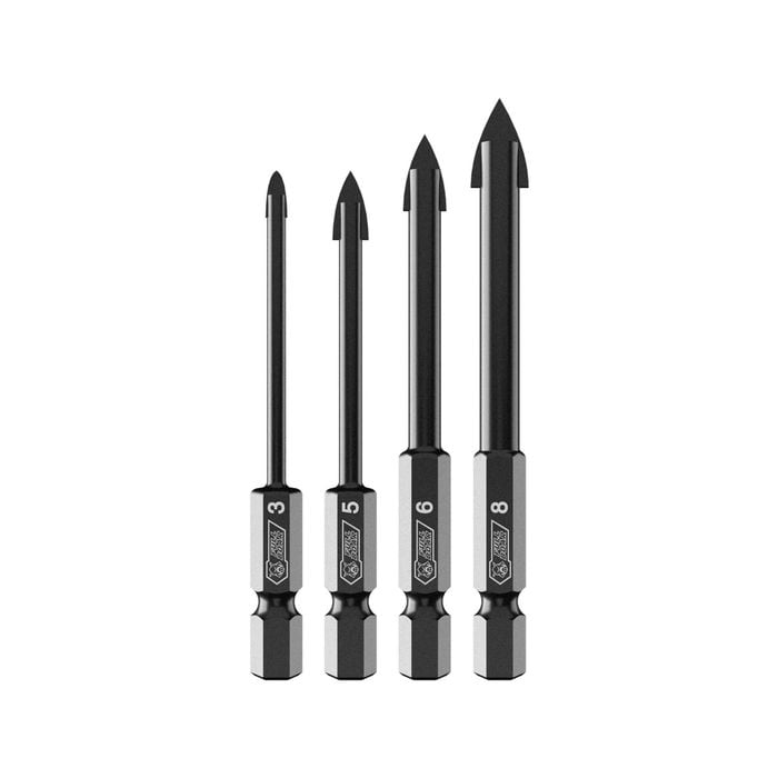 Full Boar 4 Piece Hex Shank Glass And Tile Drill Set