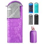 Advwin Camping Sleeping Bag for Adults Boys and Girls Lightweight Backpacking 3 Season Warm Weather Waterproof Purple