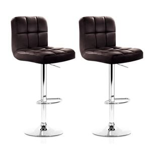 Homfurn Set Of 2 Bar Stools, Leather, Gas Lift, Modern Minimalist Style