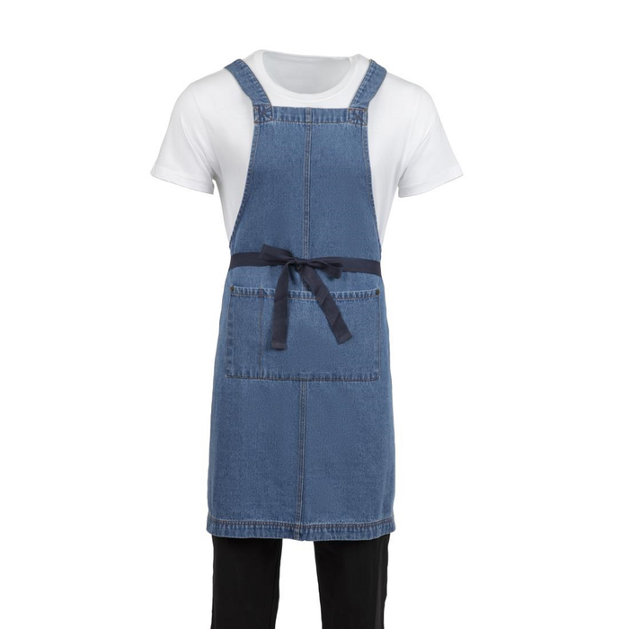Southside Bib Apron Denim Light Blue One Size Kitchen Hospitality Protective Workwear