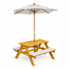 Hide & Seek Kids Picnic Table - Grey & White Umbrella + Cushions