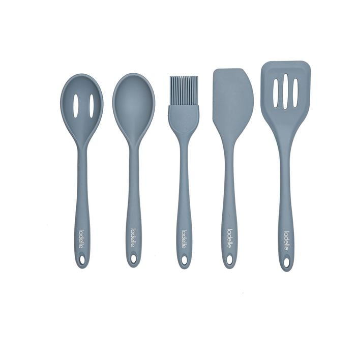 5pc Ladelle Craft Blue Silicone Kitchenware Cooking/serving Utensil Set