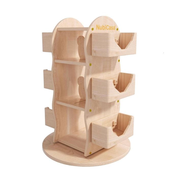 Nubicasa Revolving Solid Wooden Bookcase & 3-Tier Toy Organizer
