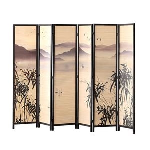 Lauft 6 Panel Room Divider Screen Partition Privacy Fold Dividers Wood Stand