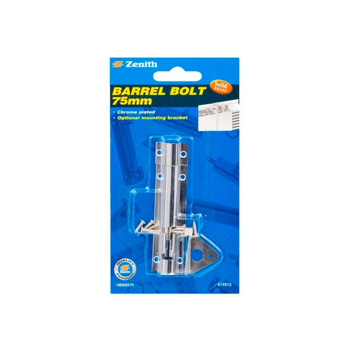 Zenith 65mm Chrome Plated Barrel Bolt