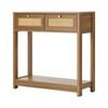 Oikiture Console Table 2 Drawer Hallway Display Shelf Entryway Storage Oak