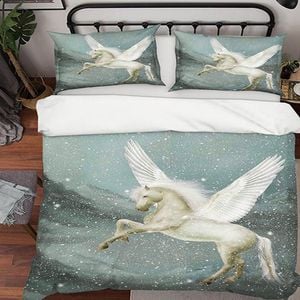 3D Pegasus Snow 014 Bedding Set Pillowcases Quilt Duvet Cover Set Queen King