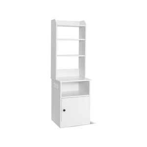Costway Bedside Table Nightstand End Table Bookshelf w/Charging Station Bedroom White