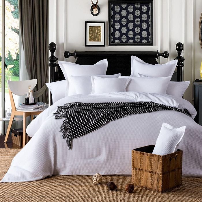 CottonMore 100% Premium Cotton White Waffle Quilt Cover Set - King