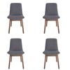 Pack of 4 | Cozy Upholstered Dining Chair | Walnut Legs - Grey Fabric