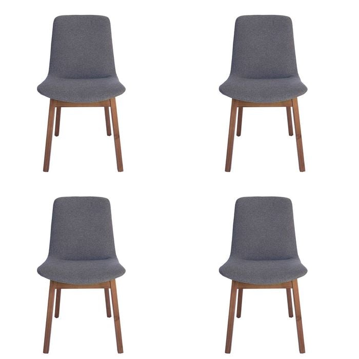 Pack of 4 | Cozy Upholstered Dining Chair | Walnut Legs - Grey Fabric