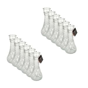 12PK Glass & Co Ribbed Bottleneck Glass Vase 244x15.4cm - Clear