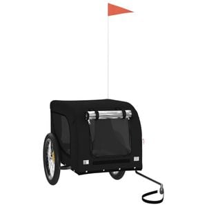 vidaXL Pet Bike Trailer Foldable Dog Stroller Black Oxford Fabric and Iron