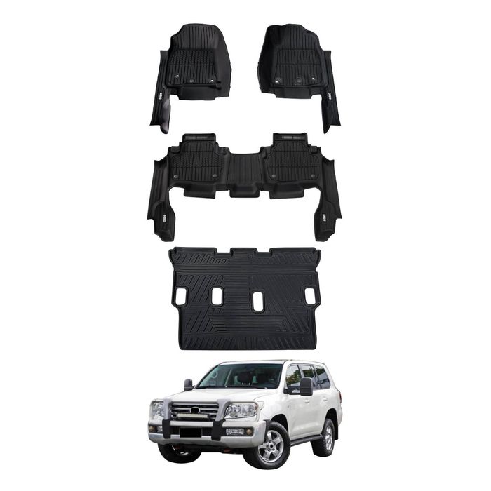 AUSGO 3-Row Set 7D Injection Floor Mats For Toyota LandCruiser 200 Series LC200 GX / GXL 2007-2012 Car Floor Liners Cargo Mat