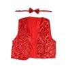 Kids Sequin Vest Bow Tie Set Costume 80s Party Dress Up Waistcoat Red