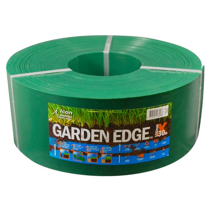 Icon Plastics 150mm x 30m x 3mm Green Garden Edge - Green