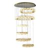 Telbix Rias Modern Pendant Hanging Lamp Light Crystal Stainless Steel Gold Gloss
