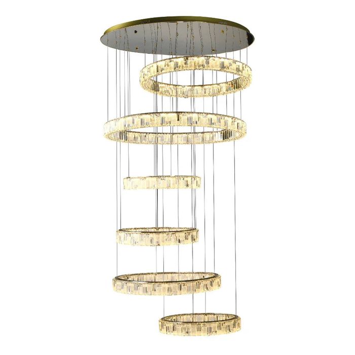 Telbix Rias Modern Pendant Hanging Lamp Light Crystal Stainless Steel Gold Gloss
