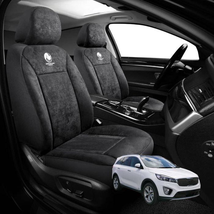 Australian Goose Edition Front Seat Covers for Kia Sorento 2015 - 2020 (UM) - Suede, Universal Fit - Black