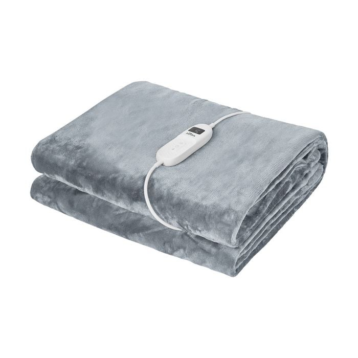 Bedra Bedding Electric Throw Rug Washable Heated Blanket Flannel Winter Warm Light Grey