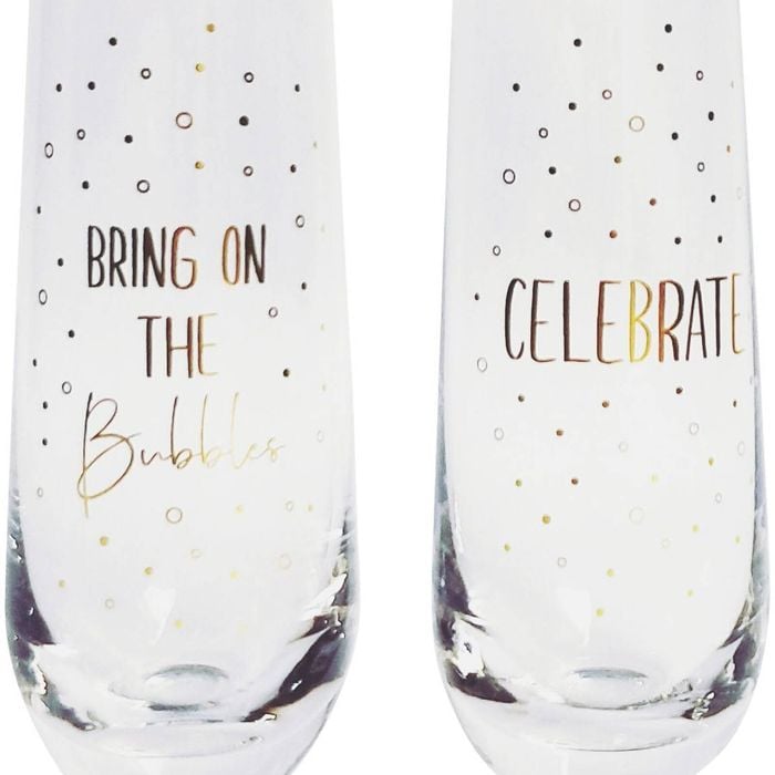 2pc Urban 16cm Celebrate Champagne Glass Drinking Cup - Gold