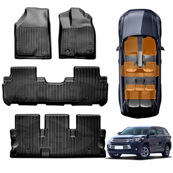 3D Heavy Duty All Weather Car Mats Floor Liner Full Set for Toyota Kluger 2014-2021