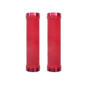 Trigram Lock-on Bike Grips Kraton Rubber 130mm with 2 side lock rings Red