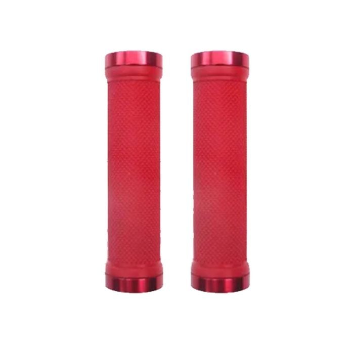 Trigram Lock-on Bike Grips Kraton Rubber 130mm with 2 side lock rings Red