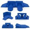 Costway 10 Pc Foam Climb Crawl Playset Kid Modular Play Couch Blue