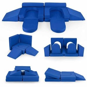 Costway 10 Pc Foam Climb Crawl Playset Kid Modular Play Couch Blue