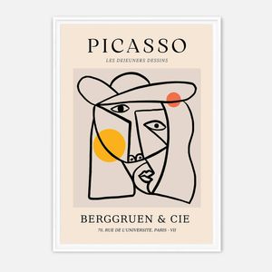 Galrie Picasso's Les Dejeuners Dessins - Iconic Modernist Art Print for Home Decor, White Frame, A1 60 x 84cm (23 x 33inch)